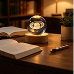 Generic 3D Galaxy Crystal Ball Night Light With Colorful LED Light - Saturn - image 3