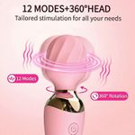 Generic Pink Silicone Handheld Massager Dual Motor 24 Modes Waterproof Rechargeable Quiet Wand - image 4