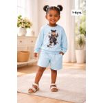 product_image_name-Fashion-1-6 Years 2PCS Baby Girls Summer Print Dress Outfits - Blue/Multicolor-1