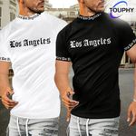 product_image_name-TOUPHY-2 in 1 Cotton Short Sleeve Men's shirts Cartoon Printed T-shirt - Black White-1