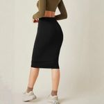 product_image_name-CALLIARA-Black High Waist Bodycon Midi Skirt, Women's Slim Fit Pencil Skirt for Work-2