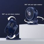 Generic Mini Clip Rechargeable 10000mah 360° Rotation 4 Speeds Desktop Fan Wind - image 5