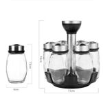 product_image_name-White Label-360 Rotating Spice Rack Kitchen Countertop 6 Spice Bottle Silver Black-3