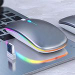 Generic Colorful LED 2.4G Rechargeable Ultra-Thin Wireless Mouse - Silver