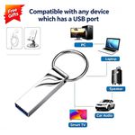 Generic 256GB Silver Metal Key Chain USB3.0 Pendrive Mini Flash Drive, FREE Gift Earpiece & Phone Holder - image 2