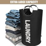 product_image_name-WEJESS-90L Large Laundry Basket, Freestanding Tall Clothes Hamper, Collapsible Laundry Bag, Black-1