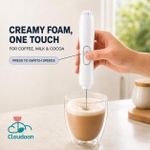 Cloudoon Electric Milk Frother Hand Mixer Foam Maker Coffee Stirrer Handheld Blender White