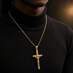 No Name Gold-Tone Jesus Crucifix Cross Pendant Necklace - Unisex