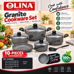 Olina 10-Piece Non-Stick Granite Cookware Set
