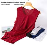 product_image_name-Fashion-5-piece men's ice silk vest Sleeveless Mesh Leisure comfort Breathable - Red+Grey+Navy+White+Black - XXXXL-2