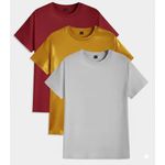 3PCS Unisex Wine Gold Light Ash Round Neck T-shirts 