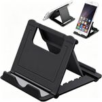 Generic Multi-Angle Adjustable Foldable Universal Phone Stand, Anti-Slip Silicone Pad Hollow Heat Dissipation Portable Desktop Tablet Holder, Lightweight Pocket Size Cell Phone Cradle For Smartphone iPad Online Class Video Call Office Kitchen Travel Use