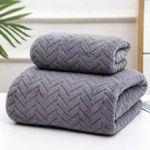 Generic 2pcs Facial Towels+Bath Towels Soft Towel-dark grey