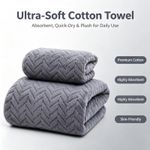 Generic 2pcs Facial Towels+Bath Towels Soft Towel-dark grey - image 2