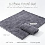 Generic 2pcs Facial Towels+Bath Towels Soft Towel-dark grey - image 4