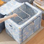 Generic 66L Foldable Clothes Storage Box, Large Capacity  Organizer , Light Blue Floral Print Storage Bin - image 3