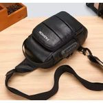 Fashion Value Jet Leather Chest Bag - Black