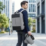 product_image_name-Fashion-Fecisum Men Bags Backpacks School Bags Laptop Bags Bookbags Satchel Grey-3