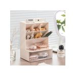 Generic Desktop Storage Box Organizer with Compartments & Drawer, Plastic Desk Shelf Organizer, Multi-Function Storage Box for Office, Makeup & Home (W18 x D14.5 x H24)cm / (W7.9 x D5.7 x H9.4)inch - image 5