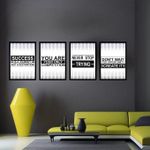 Set of 4 A4 Size Motivational Quotes Wall Stickers Wall Art - Black and White 