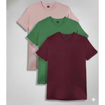 3PCS Unisex Baby Pink Kelly Green Wine Round Neck T-shirts 