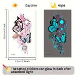 product_image_name-Generic-12 Sheets Blue Glow-in-the-dark Butterfly Luminous Temporary Tattoo Stickers, Waterproof Realistic  Tattoos for Women Hands Face Tattoo Music Party Decor-2