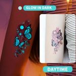 product_image_name-Generic-12 Sheets Blue Glow-in-the-dark Butterfly Luminous Temporary Tattoo Stickers, Waterproof Realistic  Tattoos for Women Hands Face Tattoo Music Party Decor-3