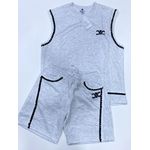 Fashion Casa Blanca Two-Piece Short Set (Heather Grey & Black)