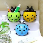 product_image_name-Generic-Cute Ladybird Toothbrush Holder – Fun Wall-Mounted Bathroom Organizer for Kids - Blue-2