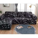 OMAMA HOME TEXTILE Stretch L-Shaped Sofa Cover – Elastic Washable Sectional  Couch Protector-Black
