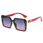 Generic New Style Light Luxury UV Polarized Square Frame Women’s Sunglasses – Elegant Slim Sunshade Eyewear - Black&Red Frame