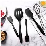 Mateamoda 5 In 1 Kitchenware Kitchen Utensils Cookware Baking Set Cooking  Scraper Whisk Brush - Black - image 2