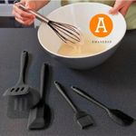Mateamoda 5 In 1 Kitchenware Kitchen Utensils Cookware Baking Set Cooking  Scraper Whisk Brush - Black - image 6