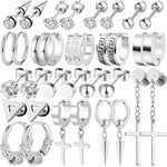 Unisex Diamond Stud Earrings Set