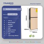 product_image_name-Nasco-NASD2-18FL-G Double Door Bottom Freezer Fridge - 136 Litre Rose Gold-4