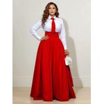 Fashion Women's Office Look Button Shirt with Tie - White - image 3
