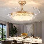 product_image_name-Generic-Fashionable Bluetooth Retractable Fan Light - 42 inches - Gold-1