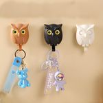 product_image_name-Generic-3pcs Blinking Owl Key Hook - Black, White & Coffee-1