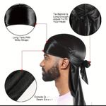 Fashion black Satin-Finish Durag - image 3