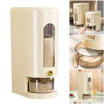 product_image_name-Generic-10Kg Stylish Transparent Rice/Grain/Cereal/ Dry Food Storage Dispenser With Measuring Cup For Home & Kitchen- 10Kg - Cream-1