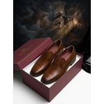 product_image_name-BRUNOMAGLI-Men’s Cognac Leather Square-Toe Slip-Ons - Handmade in Italy - Luxury Formal Dress Shoes Brown-2