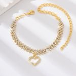 product_image_name-CALLIARA-Light Luxury Heart Full Diamond Anklet, High Color Retention Gold Plated, Sexy Shining Beach Ankle Chain-3