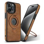 Casebox Phone Case, Compatible With Iphone 13 / Iphone 14 Phone, High Quality leather Case, Magsafe, Wireless charging supporting with Stand Ring - Brown