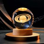 WakeView WakeView 3D Galaxy Crystal Ball Night Light - USB Powered, 80mm, Crystal & Wood, Decorative Lamp - image 3