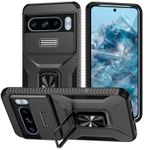 Google Pixel  10A High Quality Case,  Slide Window Lens Protection with Magnetic Stand Ring (Type2) - Black 
