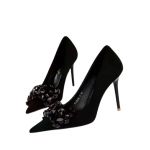 Ladies Elegant Black Pointed-Toe High Heels