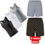 F&F  3-Piece Designer Boxer Shorts Set & 3-Piece Men's  Cotton Singlets 