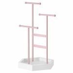 LASA Jewelry Display Stand with Tray - Pink and White