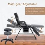 Generic 3-Section Adjustable Backrest Tattoo Bed with Hydraulic Stool 2 Trays, Multi-Purpose Esthetician Bed