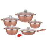 12 Pcs - Non-Stick Aluminium Cookware Set - Brown